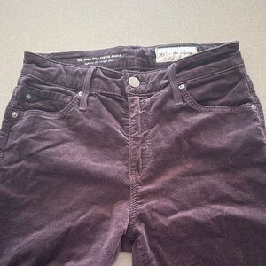 ANTHROPOLGIE HIGH RISE SLIM STRAIGHT ANKLE BROWN VELVET JEANS